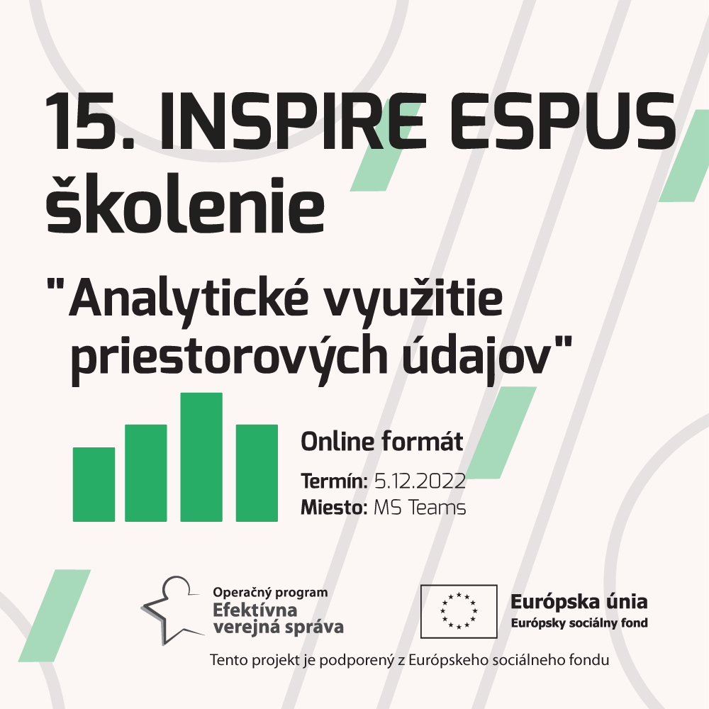 Dňa 05.12.2022 Ministerstvo životného prostredia SR zorganizovalo 15.INSPIRE ESPUS školenie zamerané na tému “Analytické využitie priestorových údajov”. Príspevok poskytuje výstupy z tohto podujatia.
