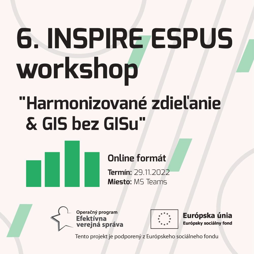 Dňa 29.11.2022 Ministerstvo životného prostredia SR zorganizovalo 6.INSPIRE ESPUS workshop zameraný na témy "Harmonizované zdieľanie & GIS bez GISu”. Príspevok poskytuje výstupy z tohto podujatia.