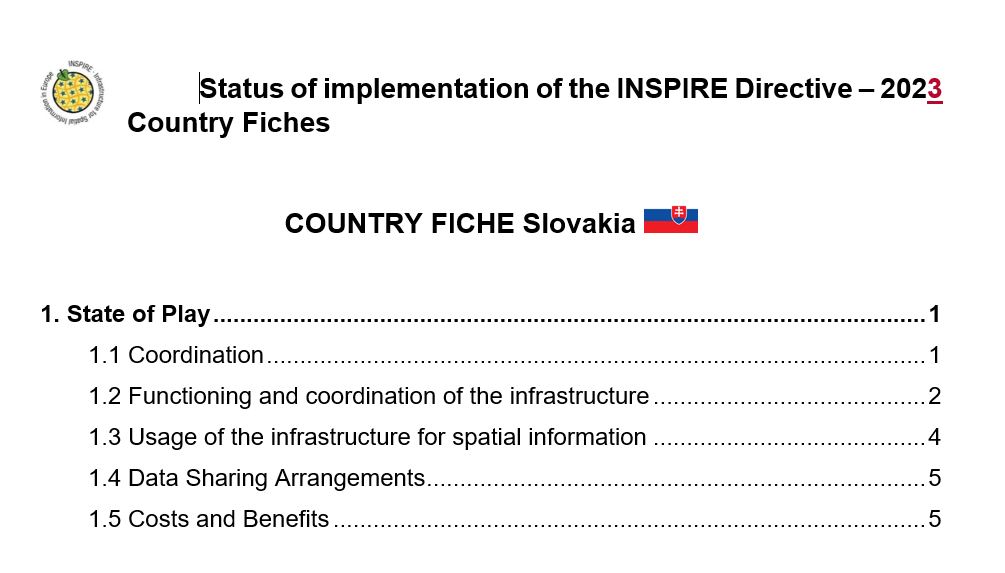 Konzultácia návrhu SK INSPIRE Country Fiche a monitoringu 2023