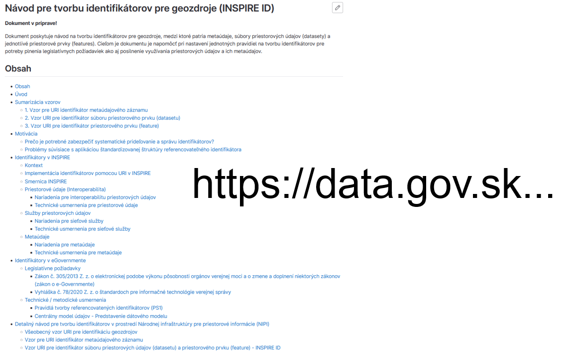 Konzultácia k návrhu Návodu pre tvorbu identifikátorov pre geozdroje (INSPIRE ID)
