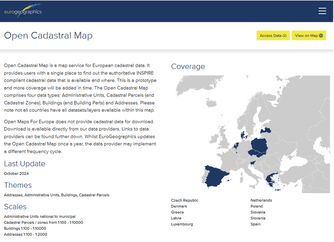 V rámci iniciatívy Open Maps For Europe 2 (OME2) boli do najnovšej aktualizácie otvorenej katastrálnej mapy pridané vstupy okrem Grécka, Lotyšska, Luxemburska i zo Slovenska.