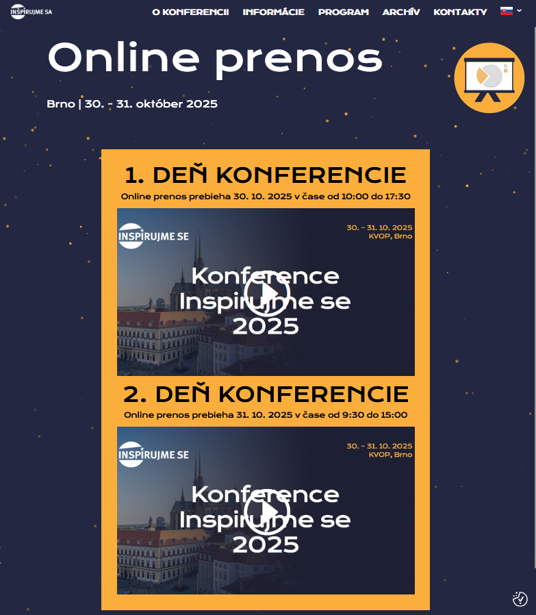 Pozývame vás sledovať  konferenciu  Inšpirujme sa 2025 prostredníctvom online prenosu!